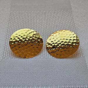 Vintage Gold Hammered Disc Earrings